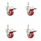 Service Caster 3.5 Inch 316SS Red Polyurethane Swivel 10mm Stem Caster Set Lock Brake SCC SS316TSTTL20S3514-PPUB-RED-M1015-4 - alternate 3